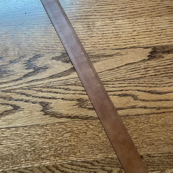 Brown Leather Aligator Belt with Gold Buckle Size 36